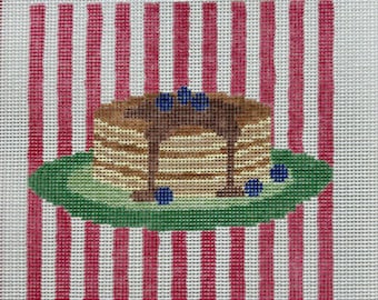 Handpainted Pancake Needlepoint Canvas | 14 Mesh Preppy Food Design