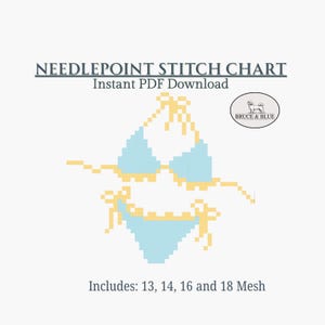 Scalloped String Bikini: Needlepoint Canvas Pattern| Beachy Stitch Chart Digital Download| Retro Summer Bikini