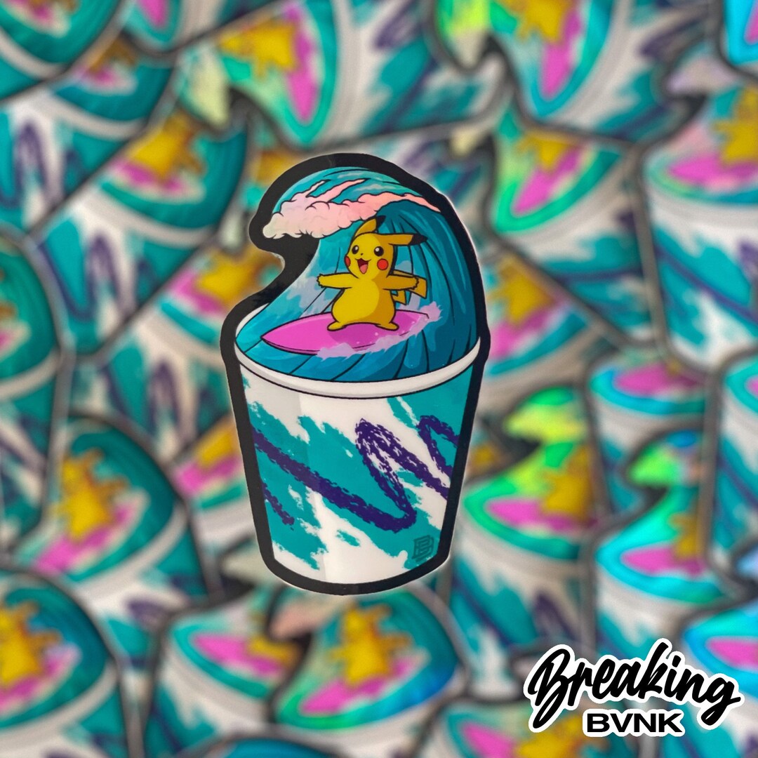 Vinyl Surfing Pika SPOT HOLO Sticker / Custom Vinyl Sticker / Limited