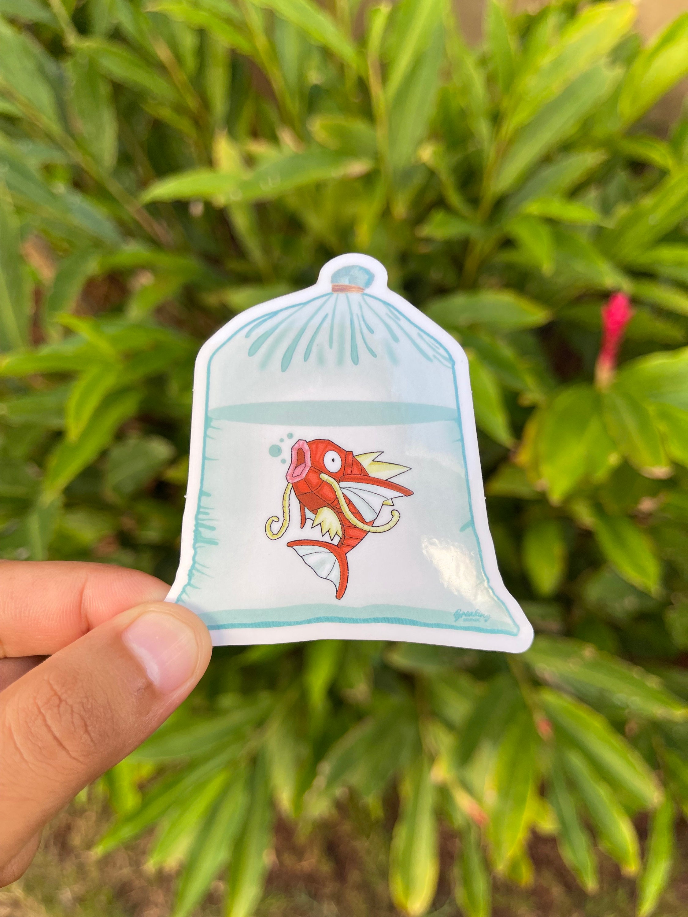 Vinyl Bagged MechaKarp Sticker, Custom CLEAR Vinyl Sticker, Limited E…