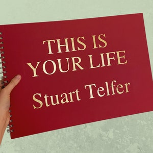 This is Your Life Book, Red Photo Album, Landscape Birthday Scrapbook