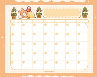 Rabbit open printable calendar | Cute calendar | Cute printable calendar | Digital calendar | Cute rabbit calendar | Cute download calendar
