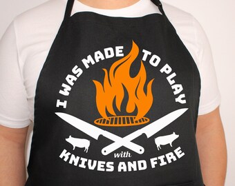 Personalized BBQ Apron: Grill Master Gift, Play with Knives