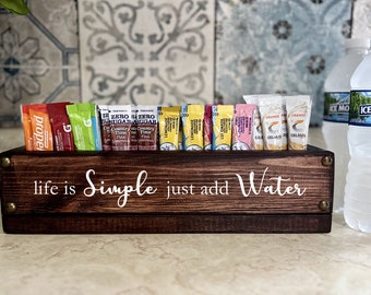 Personalized Wood Drink Packet Holder: Water Flavor Organizer
