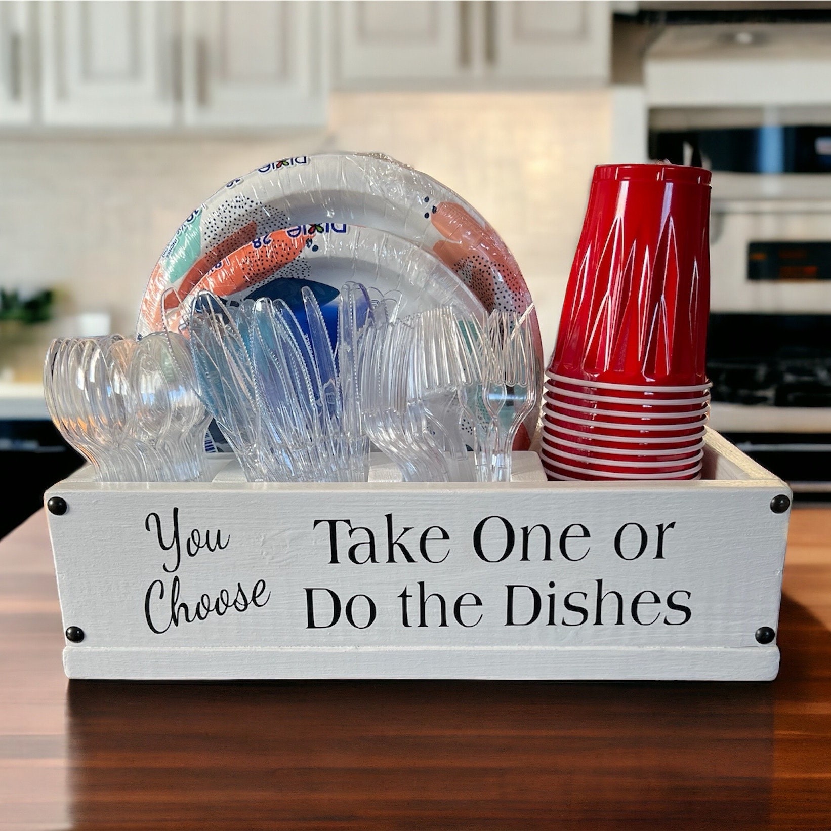 Personalized Wood Paper Plate Holder: Party Buffet Caddy - Etsy