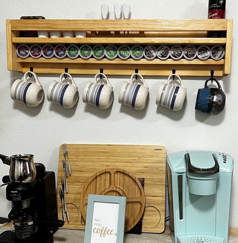Coffee Bar Shelf Large Mug Holder Rack Coffee Station Etsy