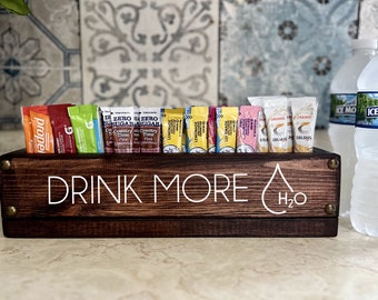 Personalized Wood Water Flavor Packet Caddy: Drink Station Organizer