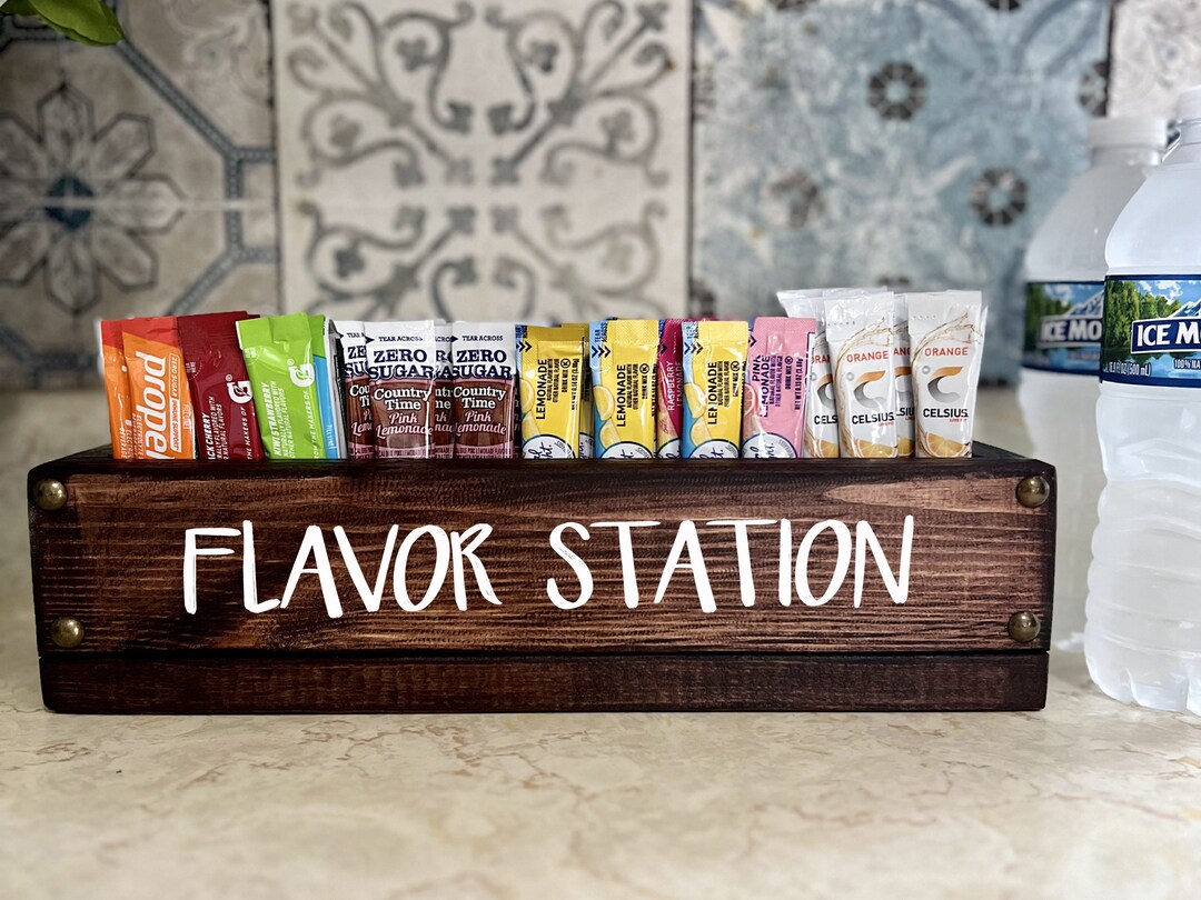 Water Flavor Packet Wood Caddy Drink Packet Holder Water Enhancer