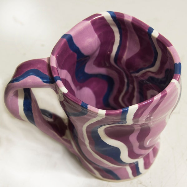 Trippy stripes mug - Purple, Blue, and Pink