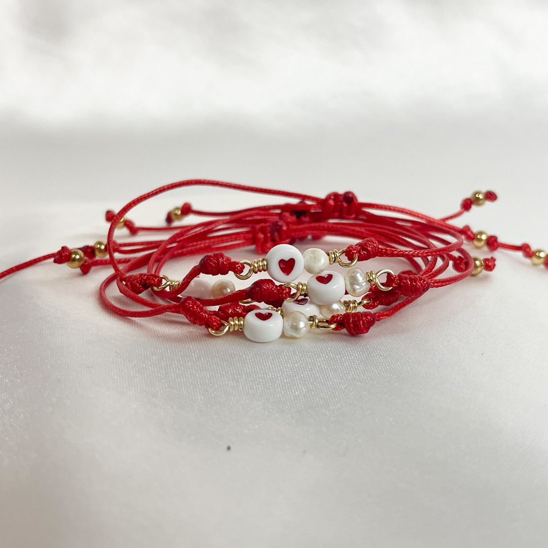 Bracelet for Her Red String Heart Bracelet Love Bracelet Etsy