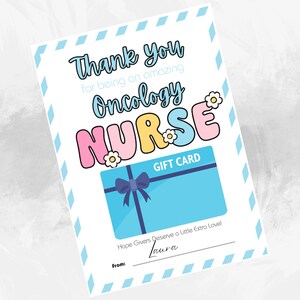 Oncology Nurse Appreciation Gift Card Holder for Nurses Week, Nursing Gift, Printable, Hospital Week, Gift Card Holder for Nurse Preceptor