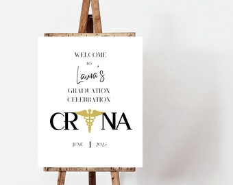 Signo de graduación CRNA, signo de graduación para plantilla de caballete, signo de bienvenida para la graduación