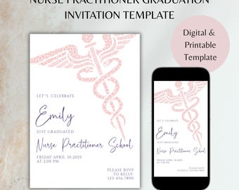 Graduación de Enfermería Profesional, invitación para estudiantes de Enfermería Profesional, invitación digital para enfermeras profesionales, fiesta de graduación, plantilla de enfermeras profesionales