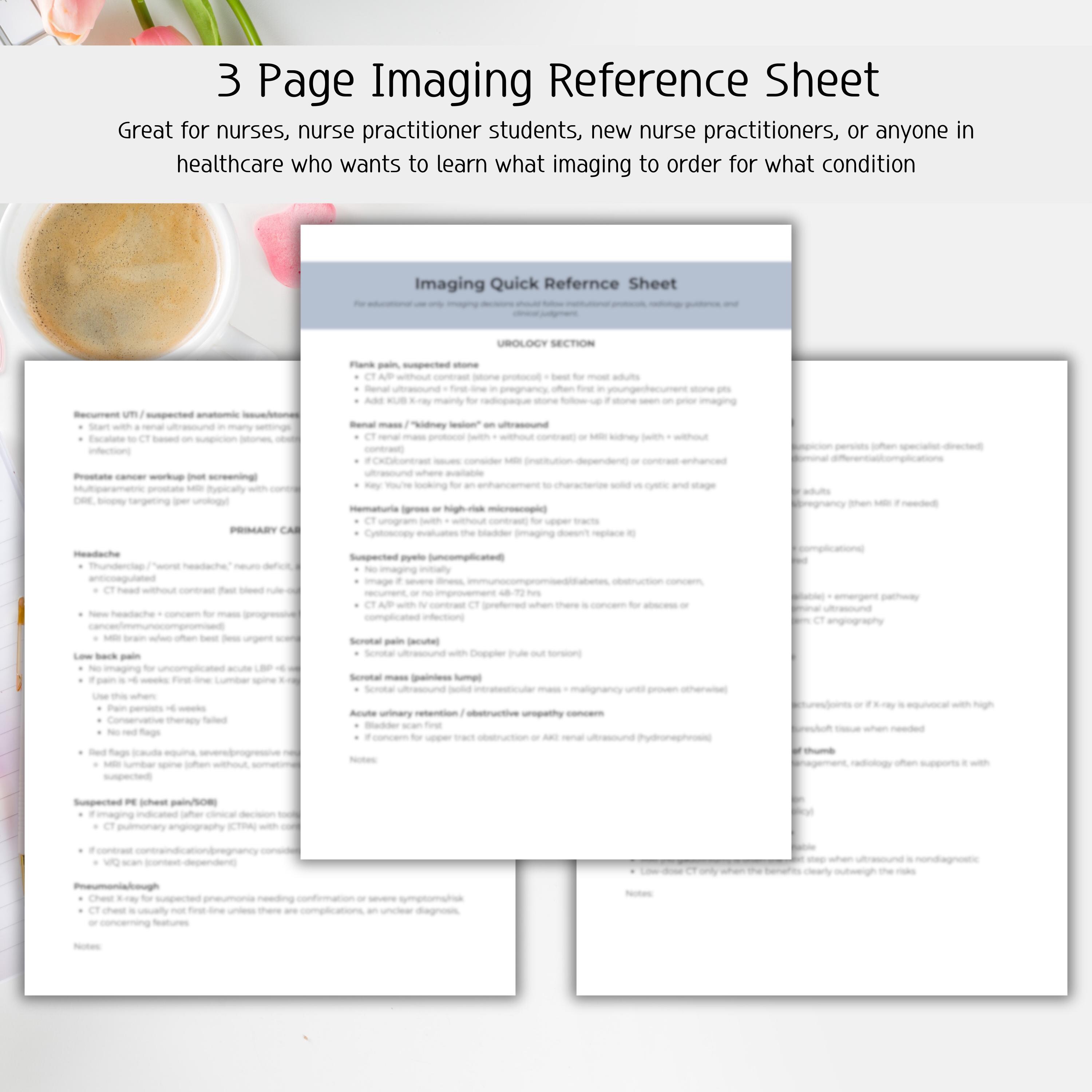 Imaging Cheat Sheet for Nurse Practitioner Students, New Nps, and ...