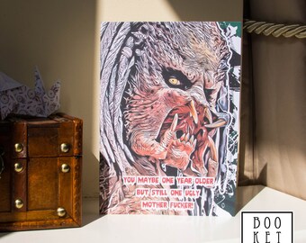 Personalized Predator Birthday Card: Humorous Monster Card