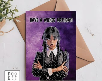 Personalized Wednesday Addams Birthday Card: Netflix Inspired Horror