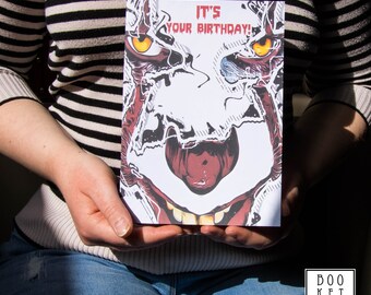 Pennywise Birthday Card, Funny IT Horror Card