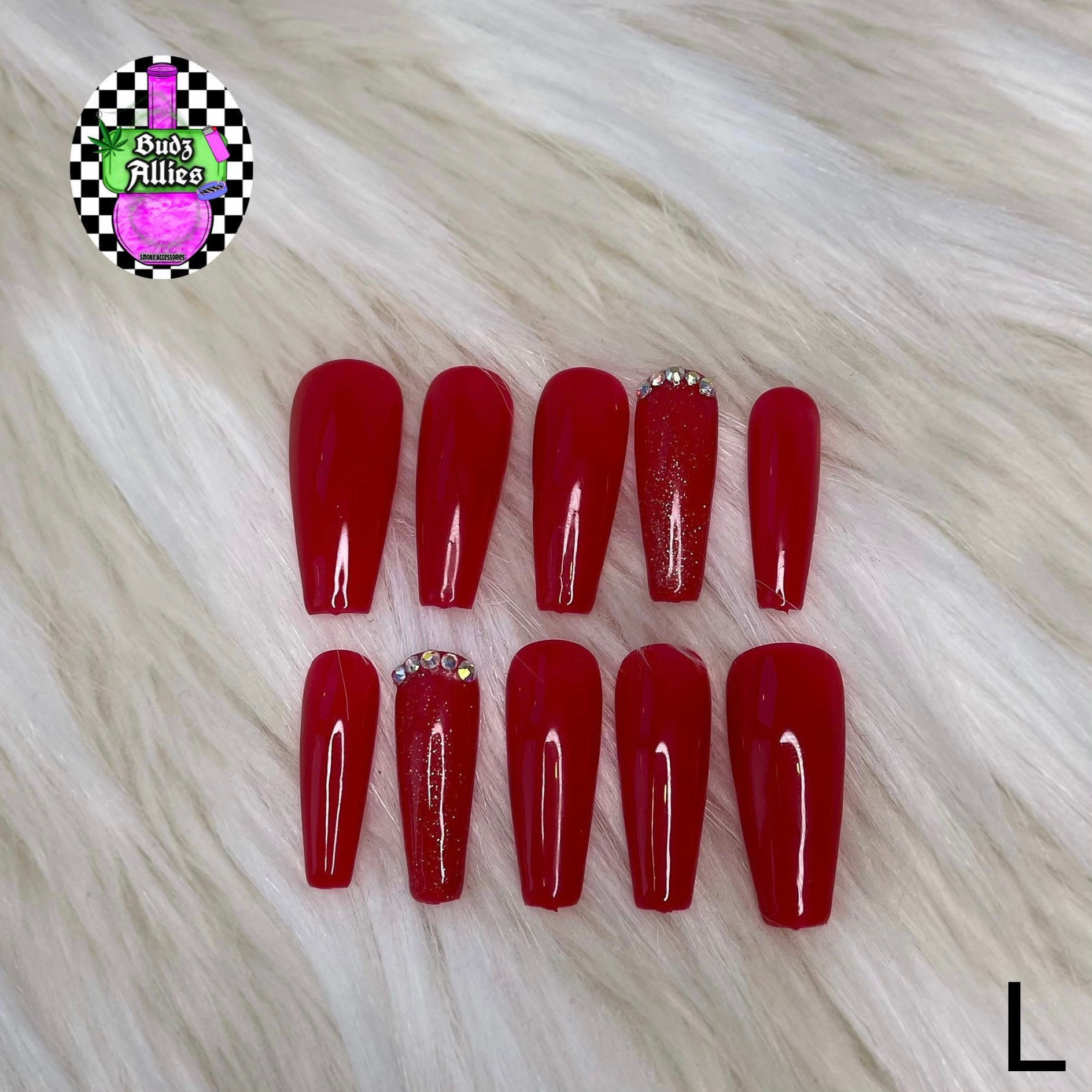 Red Press On Nails Long Nails Coffin Simple Red Nails Etsy