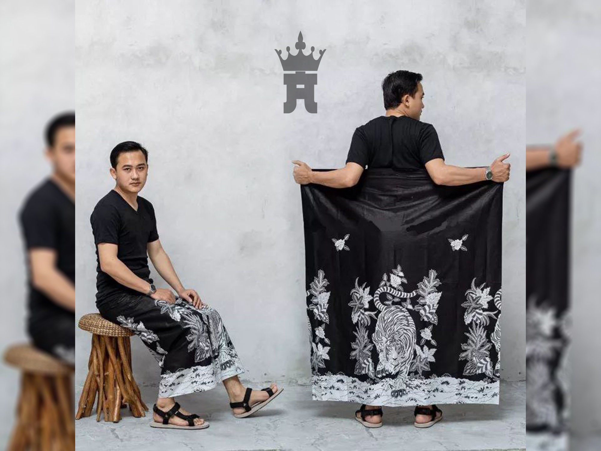 Indonesian Printing Batik Sarong Muslim Prayer - Tiger Motif - Islamic Ramadhan Eid Mubarak Gift For Men