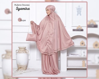 Velvet Silk Mukena Prayer Set - Laser Cut Muslim Dress, Islamic Gift