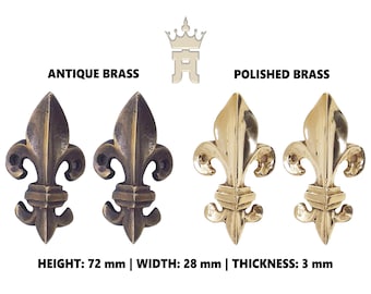 Protector de esquinas de latón macizo con diseño de flor de lis: acabado antiguo o pulido