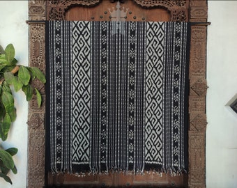 Indonesian Ikat Woven Tapestry: Tribal Blanket Wall Hanging