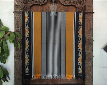 Handwoven Tenun Ikat Tapestry: Indonesian Heritage Cotton Weave