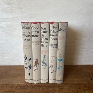 Libros vintage de Ogden Nash // 1940, 1950 // Chaquetas de polvo // Gran condición