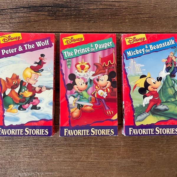 Disney Favorite Stories VHS // You Choose // Mickey and the Beanstalk, The Prince and the Pauper, Peter and the Wolf, Three Little Pigs