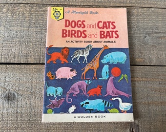 Vintage 1964 Animal Activity Book: Dogs, Cats, Birds, Bats