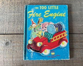 The Too Little Fire Engine Book  // Jane Flory // 1950 Wonder Books // Old Book Smell!
