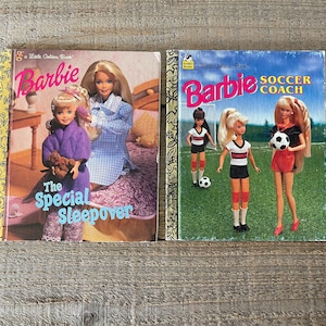 Vintage Barbie Golden Books // Set of 2 // The Special Sleepover & Soccer Coach // 1990&#39;s