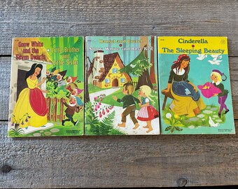 1960's Fairy Tale Books, Set of 3 // Snow White, Cinderella, Hansel and Gretel // Resource Publishers // Great Used Vintage Condition