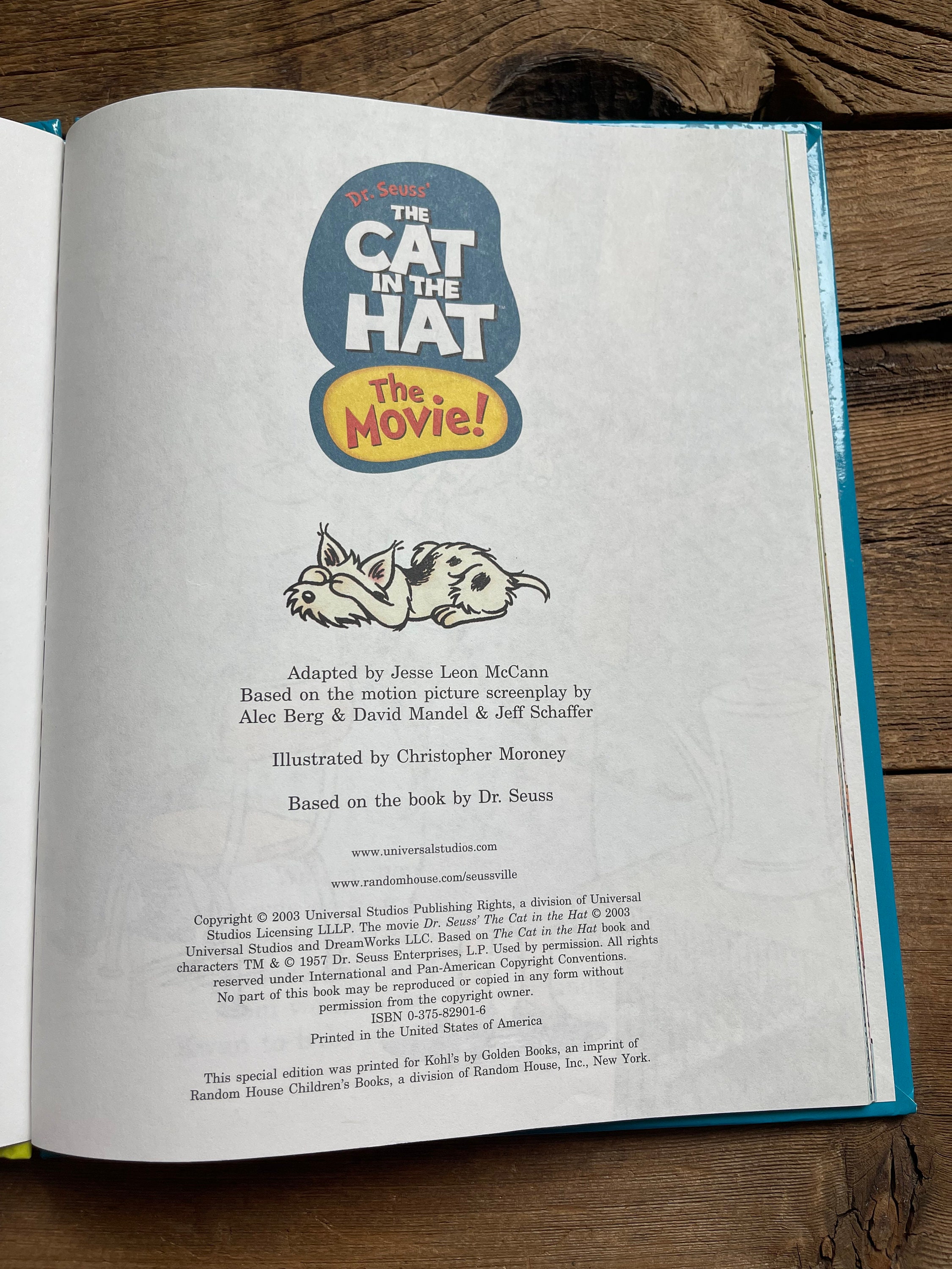 Dr. Seuss' the Cat in the Hat: the Movie // Christopher Moroney // 2003  Golden Books for Kohls 