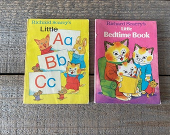 Livres Richard Scarry // Lot de 2 // Petit livre ABC et petit livre pour l'heure du coucher // Années 1970