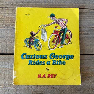 Curious George Rides a Bike // Paperback Book // 1950&#39;s // H.A. Rey