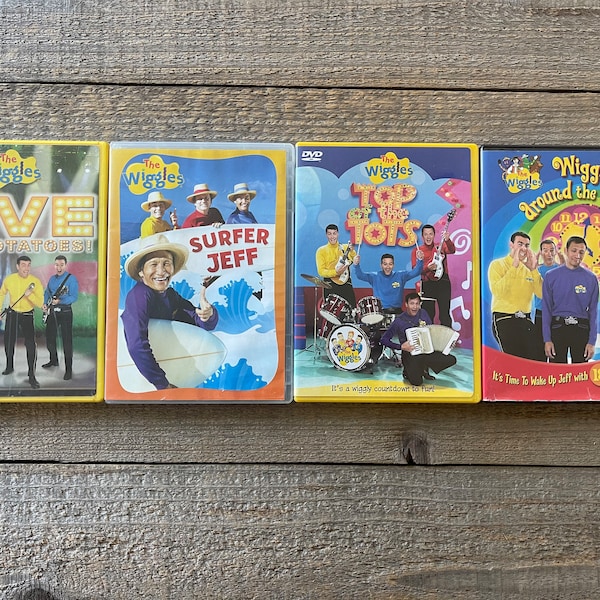 The Wiggles DVDs // Sold Individually // Top of the Tots, Hot Potatoes, Surfer Jeff, Wiggle Around the Clock // 2000's