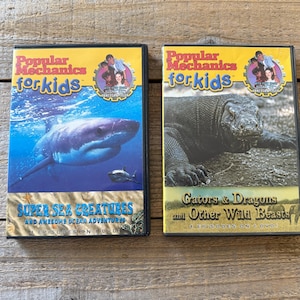 Popular Mechanics for Kids DVDs // Set of 2 // Super Sea Creatures, Gators & Dragons // 2003