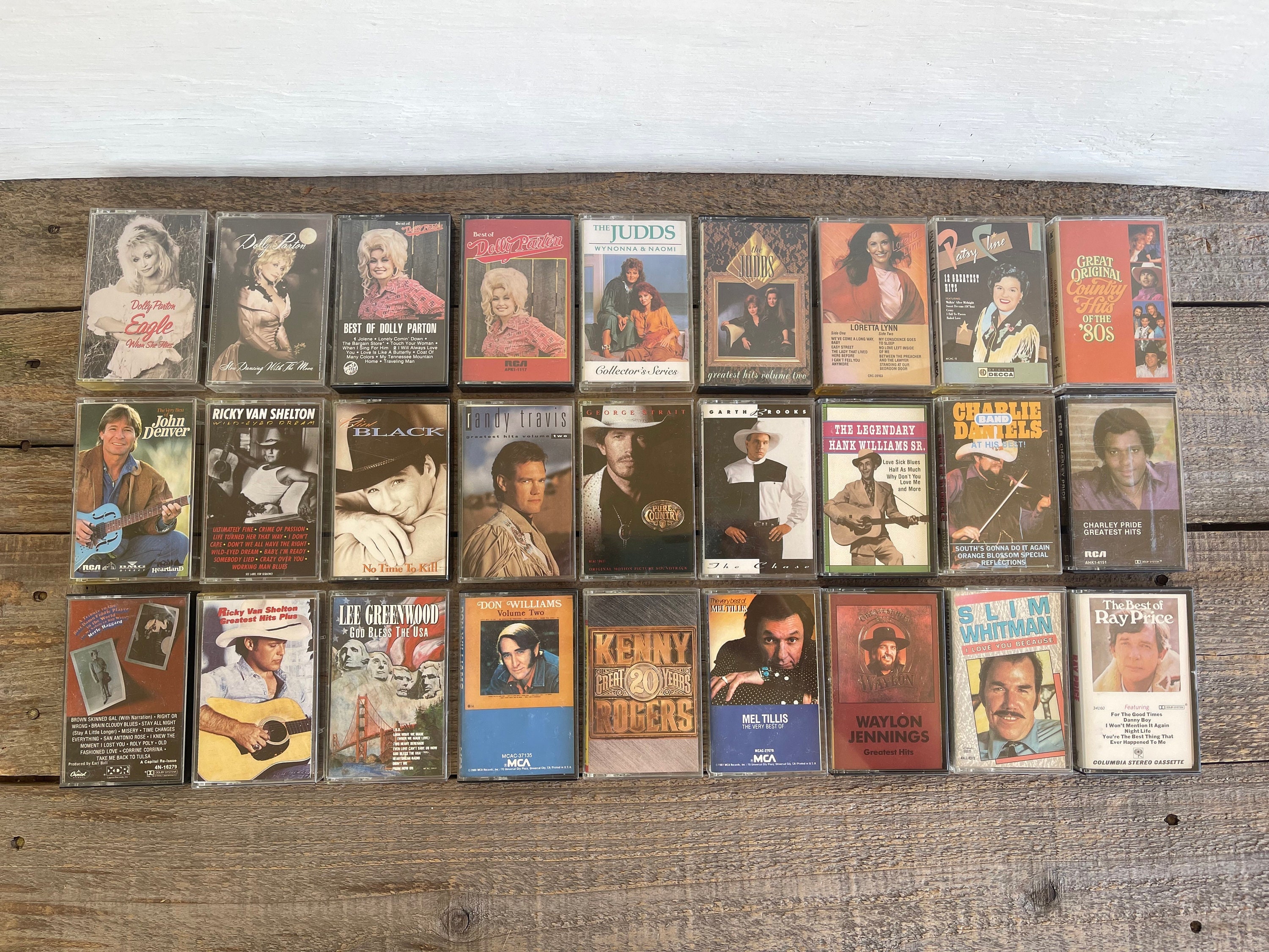 ヴィンテージ・カントリー・カセットテープ：個別販売 // ドリー・パートン、ヴィンス・ギル、ランディ・トラヴィス - Etsy 日本, image size:3000x2250