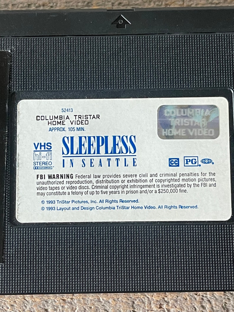 Sleepless in Seattle VHS, 1993 Tom Hanks, Meg Ryan // Columbia Tristar ...