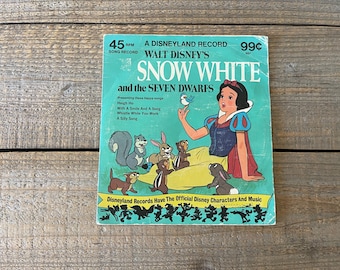 Vintage 1975 Walt Disney's Biancaneve e i sette nani canzone disco 45 giri