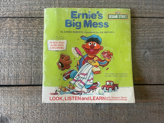 Ernie's Big Mess: 1983 Sesame Street Read Along Book - Etsy