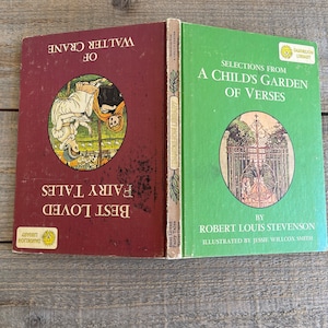 Dandelion Library Book // A Child&#39;s Garden of Verses, Best Loved Fairy Tales // 1960&#39;s // Double Sided Book // Great Condition