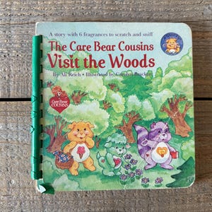Vintage Care Bears Book // The Care Bear Cousins Visit the Woods // 1985 American Greetings Corp // Scratch & Sniff // No Longer Smells