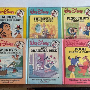Walt Disney Beginning Reader Books // You Choose // 1980's // Mickey, Thumper, Pinocchio, Wendy, Donald, Pooh, Wise Grandma Duck