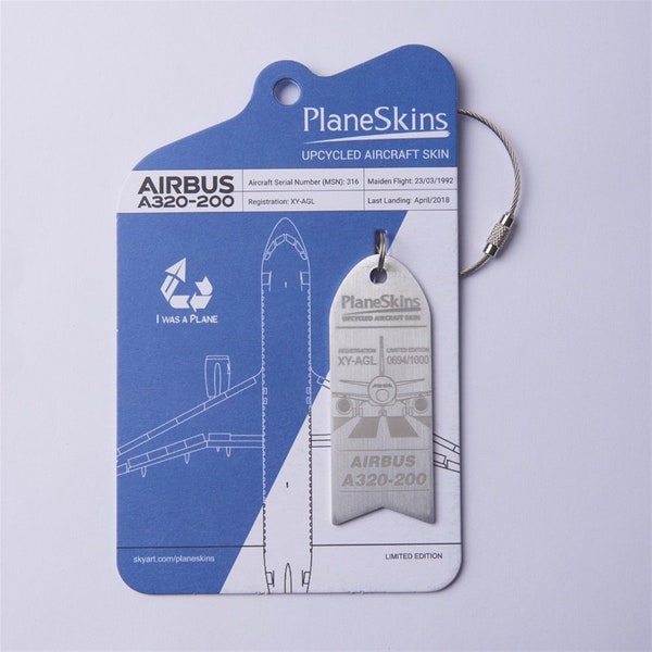 Genuine Aircraft Skin Key Tag - Raw Aluminium - A320