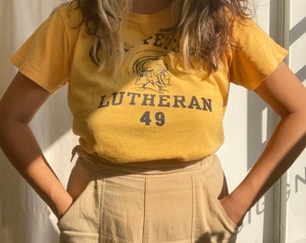 S M / Vintage 1960s Tee Shirt | St Peter Lutheran | Velva Sheen