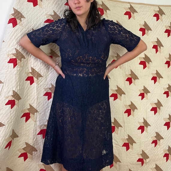 navy lace fitted dress LaDivine CD387 Navy 16 Sale  The Dress Outlet