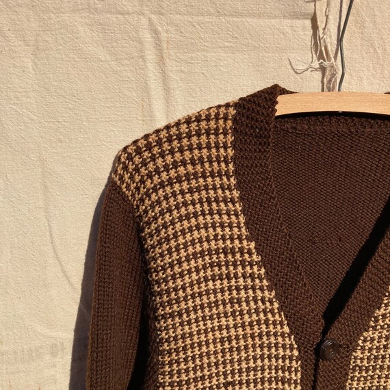 S / Vintage 1940s 1950s Brown and Cream Checkered… - image 6