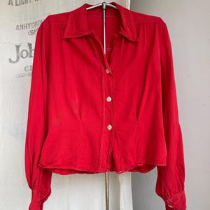 1940s Cherry Red Blouse